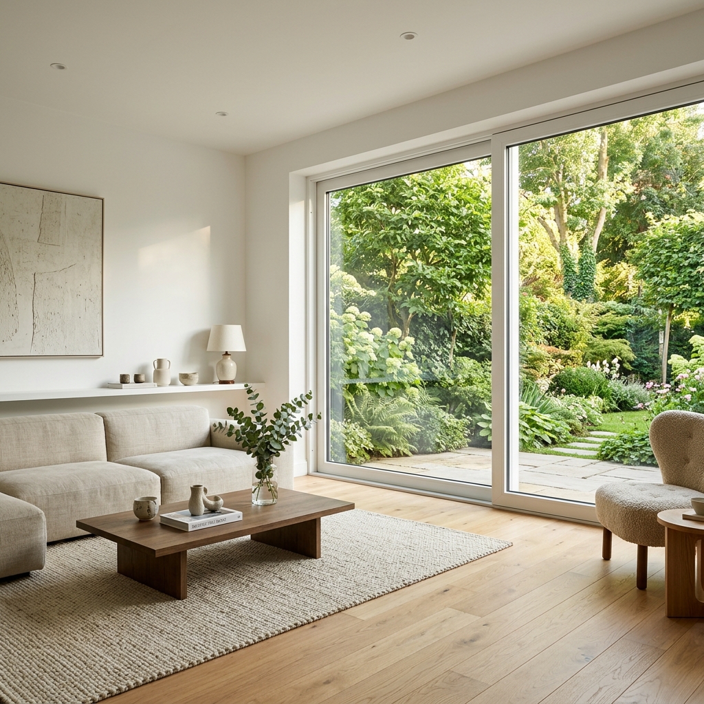 Premium uPVC Sliding Window in a luxury living room